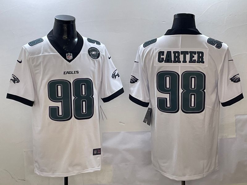 Men Philadelphia Eagles #98 Carter White Second generation Nike 2025 Limited NFL Jersey style 4